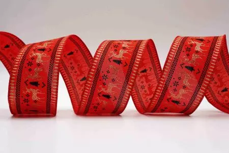 Wstążka w stylu ludowym z reniferami - Wstążka w stylu ludowym z reniferami